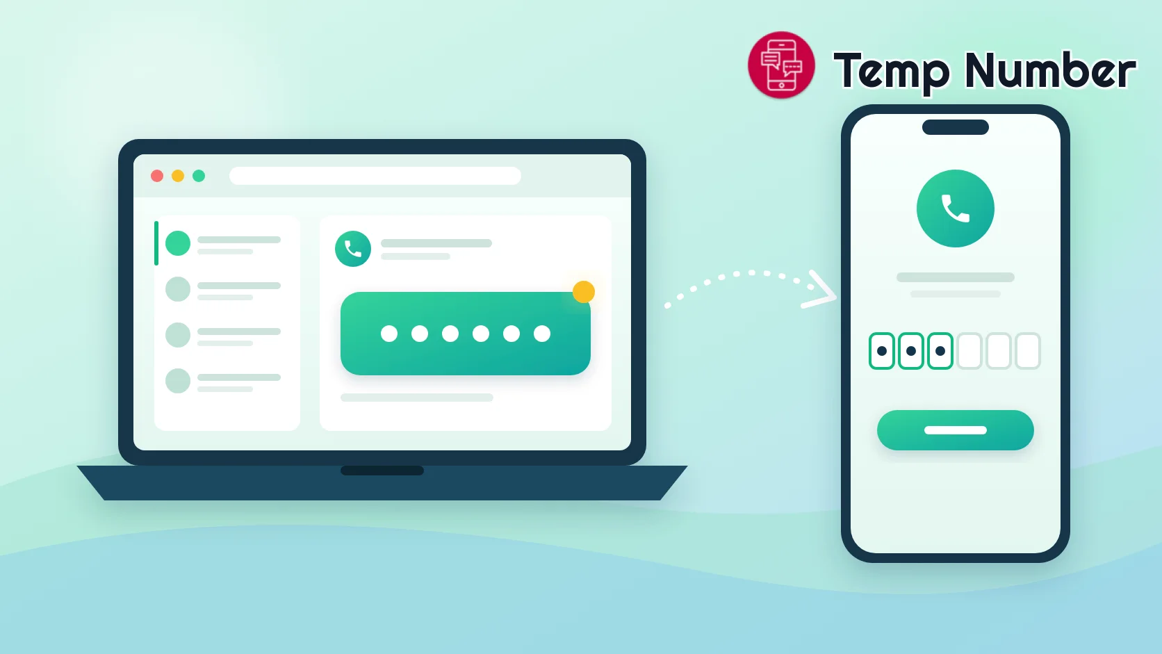 Verification code arriving in a web SMS inbox on a laptop and being entered into a messaging app on a phone